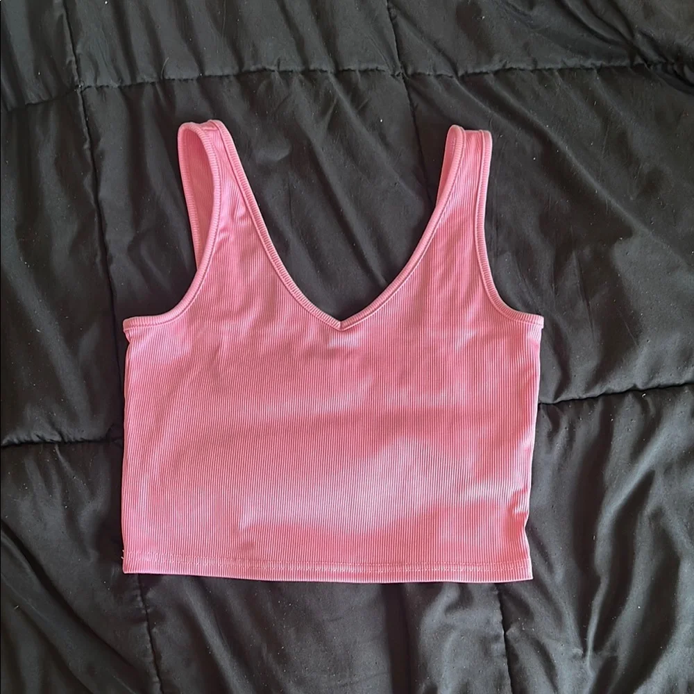 Pink Ribbed Crop Top - Picture 1 of 3